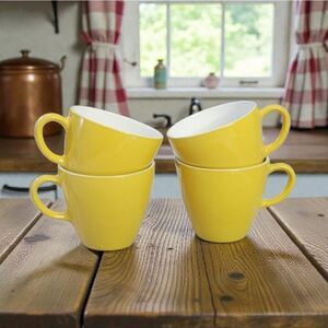 Vintage Centura By Corning Ware Mustard Gold Mug Set Of 4